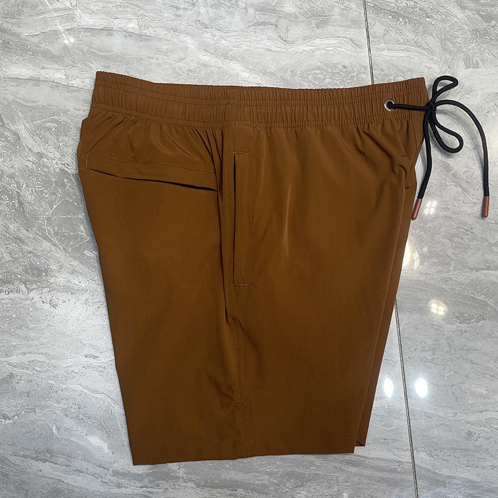 thumbnail image 4 of Pantalones de playa de nylon elástico en 4 direcciones para hombre - Pantalones cortos de baño holgados de talla grande con bolsillos - Cintura elástica transpirable para resorts costeros, 4 of 7